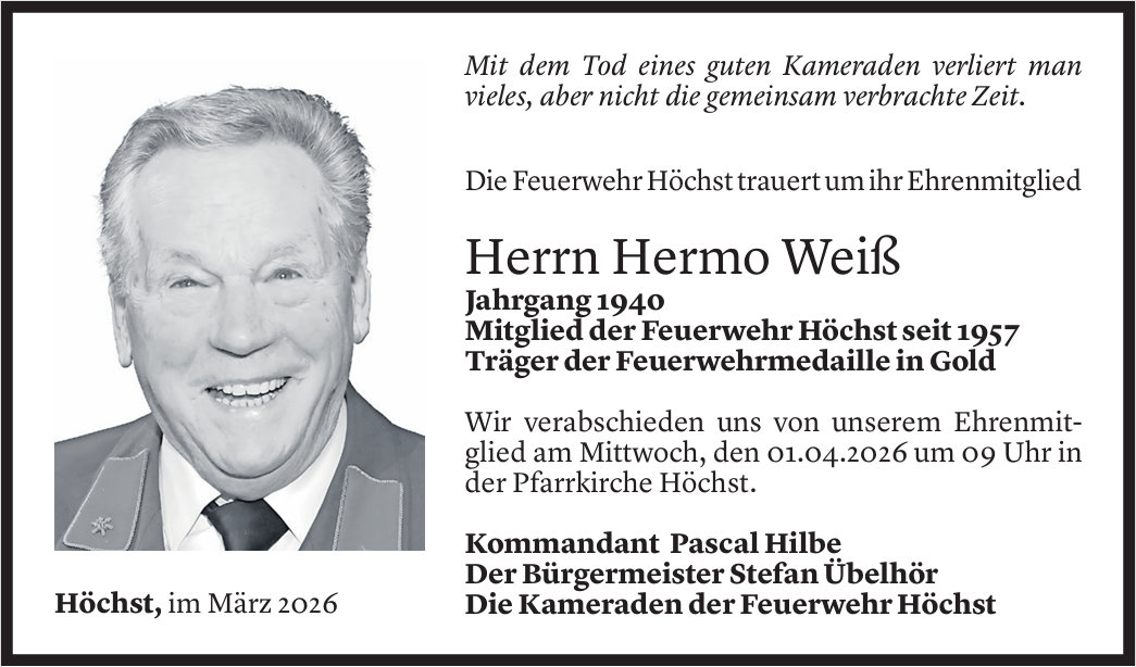 Todesanzeige Hermo Weiß