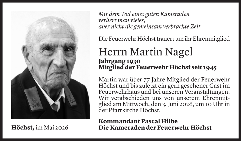 Todesanzeige Martin Nagel